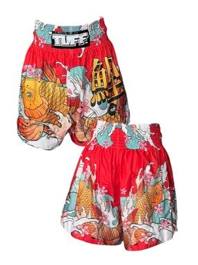 Tuff Muay Thai Boxing Shorts Red Koi Fish
